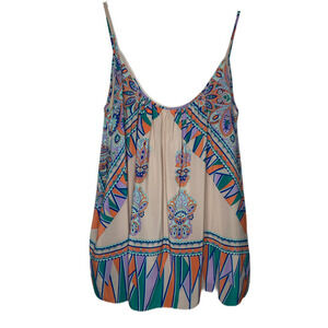 Lovers + Friends Womens Sz S Tank Top Oversized‎ Revolve Pink Blush Scarf Print